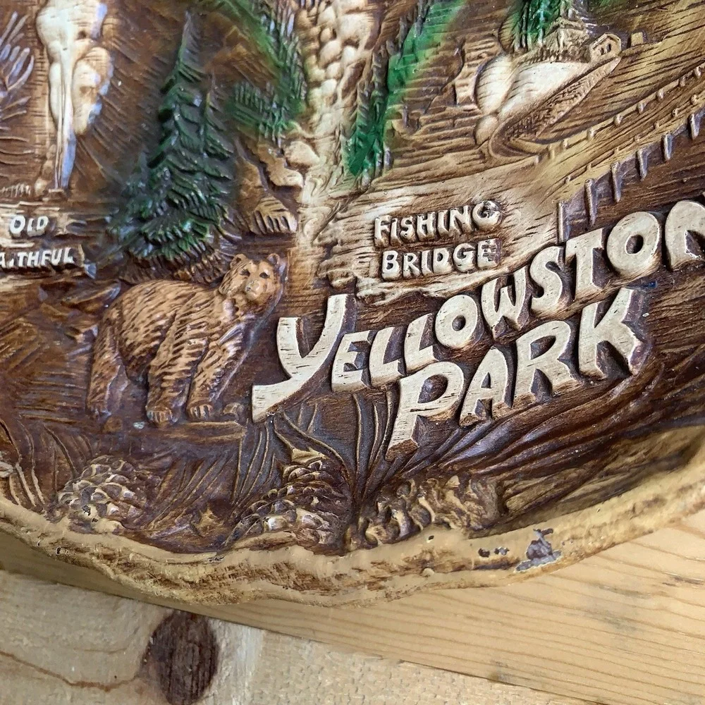 Vintage Montana Yellowstone Glacier National Park Taco Mid Century Wall Plaque